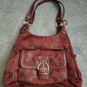 Will accept any reasonable offer! Burgundy Coach Logo Handbag
